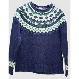 L.L. Bean Nordic Fair Isle Lambswool Sweater Womens Small Petite Heritage Cozy